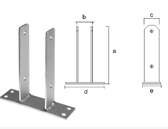 Sturdy U Type Galvanised Heavy Duty Fence Post Supports Anchors with Triangle Bracket