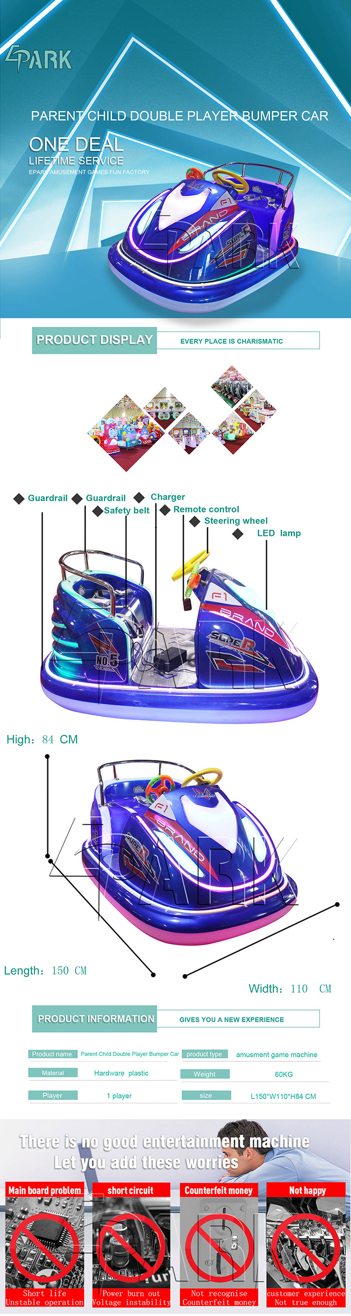 Carnival Game Center Kids Entertainment Full Function Scooter Car Hardware And Plastic Material