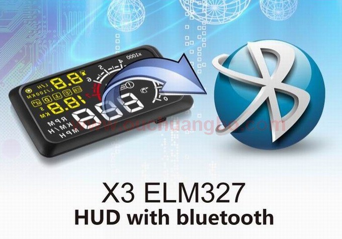 Ouchuangbo 5.5 inch multi colour auto HUD car head up display with bluetooht support refuel RPM icon speed alarm