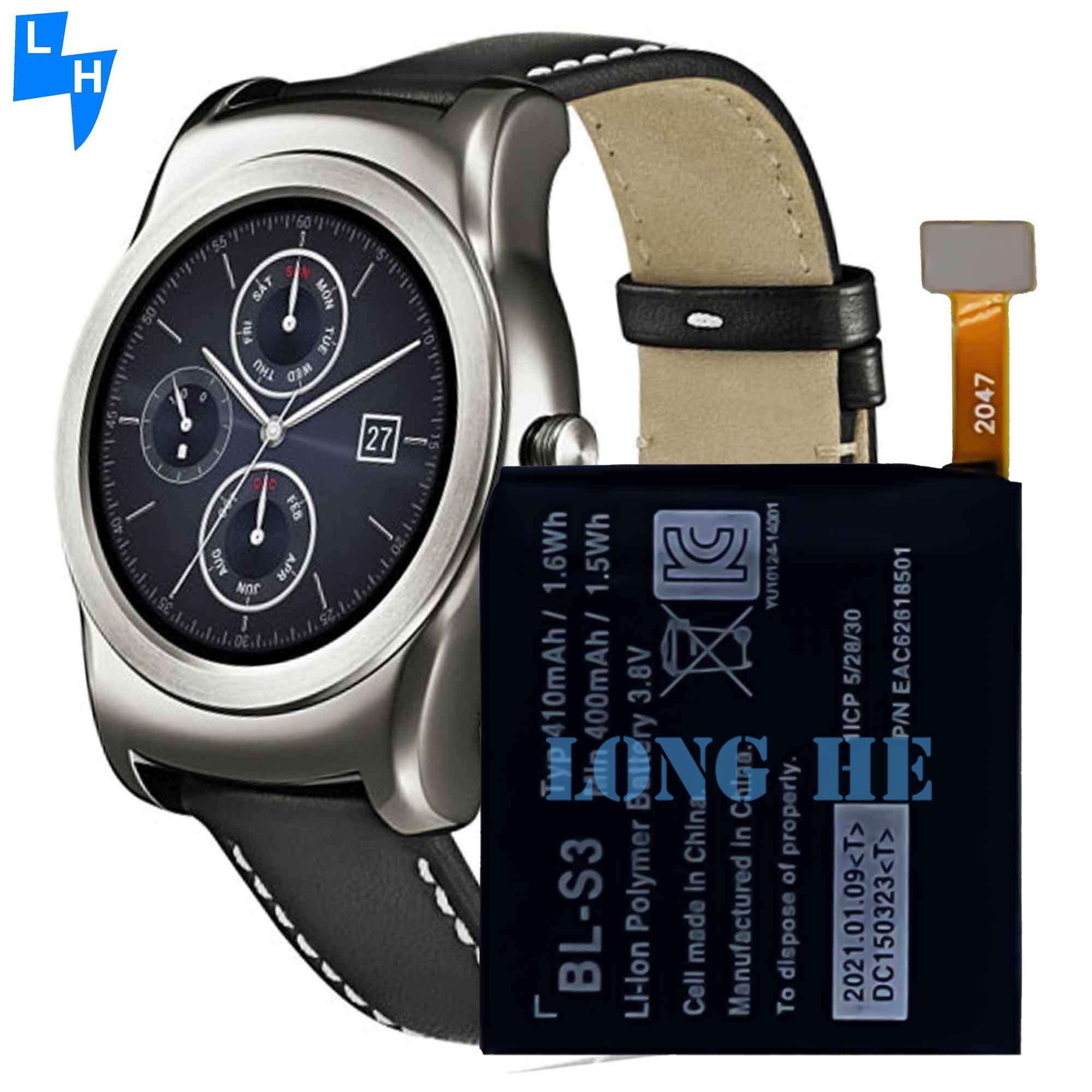 Dual IC Protection BL-S3 410mAh 1.6Wh Smart-Watch Battery for LG G Watch R W110 W150