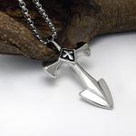 Gothic Fashion Men's Necklace 925 Silver Plated Titanium Stainless Steel Cross