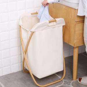 Wholesale Household Essentials Oem Bamboo Laundry Hamper Basket Collapsible X Frame from china suppliers