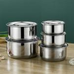 Hot Selling Kitchen 5 Pcs Cooking Pot 410 Stainless Steel Cookware Set Kitchen