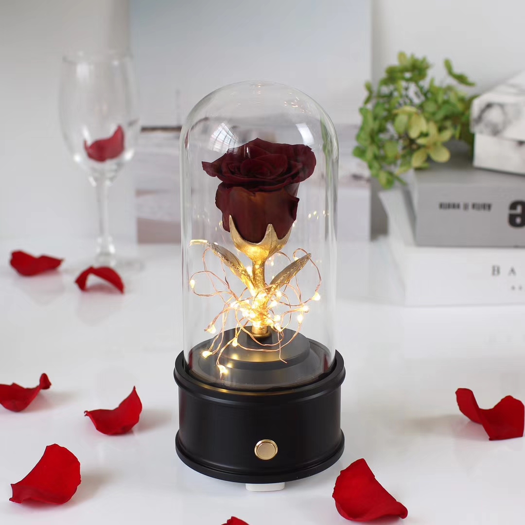Wedding Gifts Gothic Dark Preserved Flowers In Glass With Bluetooth Speaker
