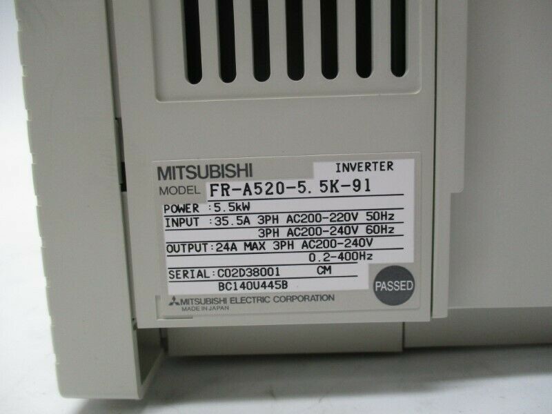 MITSUBISHI FR-A520-2.2K TRANSISTORIZED INVERTER FREQROL A500 SERIES 200 V CLASS 2.2 KW (3 HP)