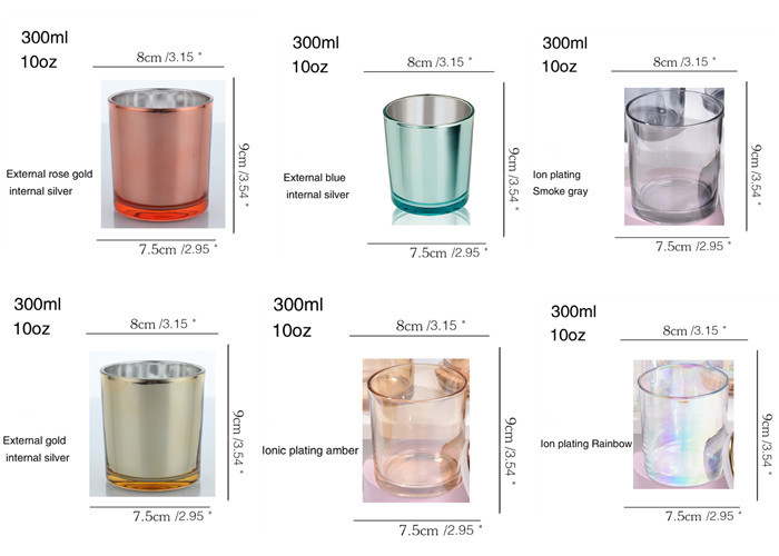 Customized Logo 10oz Luxury Transparent Black Transparent White Empty Glass Candle Containers Candle Jars With Lids