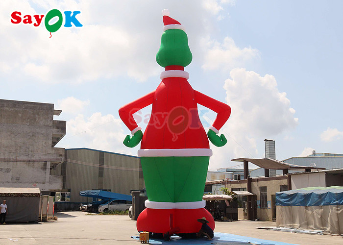 32.8FT Gemmy Christmas Airblown Inflatable Grinch With Santa Hat
