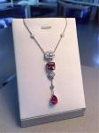 Piaget full diamonds red tourmaline rose necklace of 18kt gold with yellow gold