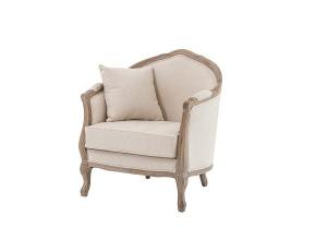 Wholesale French antique wood frame upholstered single sofa event linen fabric wedding sofa wooden carved sofa furniture from china suppliers