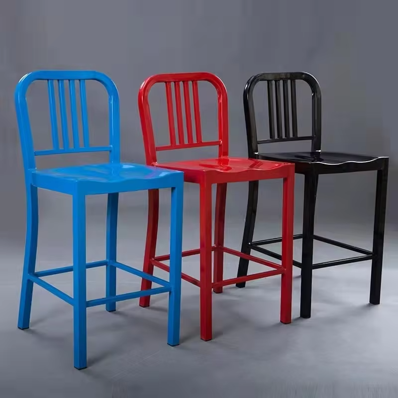 Coffee Shop Counter Metal Stools Red Metal Bar Stools For Outside