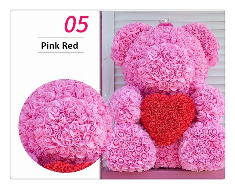 Crazy selling gift foam rose teddy bear Factory Price Artificial Flower Gaint Teddy Bear