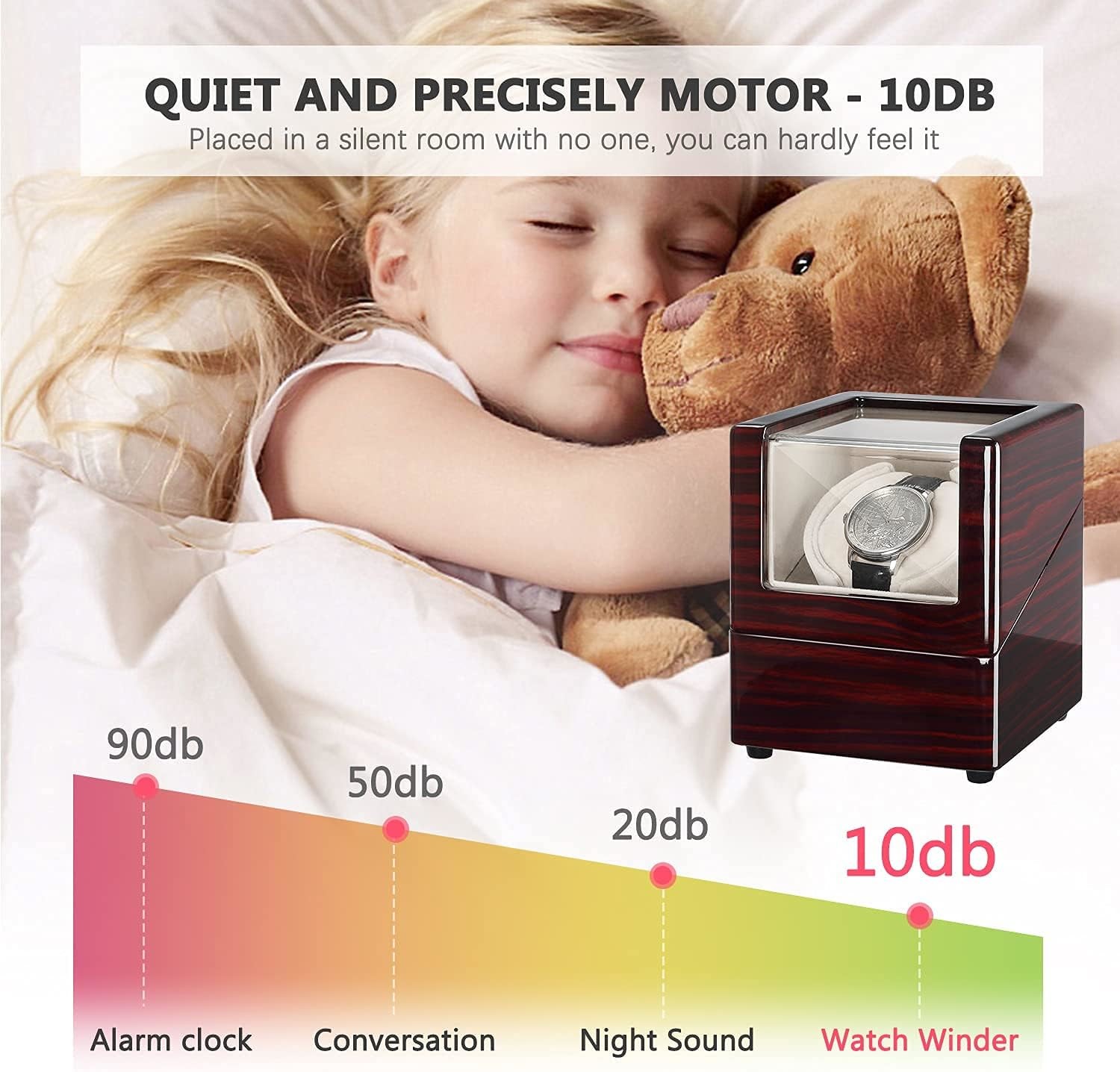 CHIYODA Watch Winder for Single Automatic Watches Solid Wooden Box with Mabuchi Motors