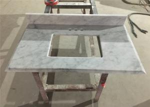 Wholesale Bianco Carrara Prefab Bathroom Countertops With Sink , Marble Bathroom Top from china suppliers