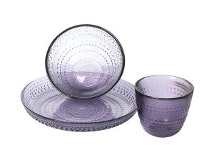 Wholesale Hand Made Embossed Solid Purple 19CM Glass plate Bowl For Salad from china suppliers