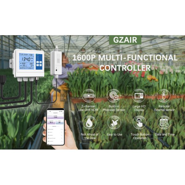 Dual-Control CO2 Regulator - Inline Exhaust Compatible for Greenhouse Hydroponics Indoor Gardening