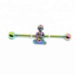 New arrival acrylic flower on industrial bar ear piercing jewelry set