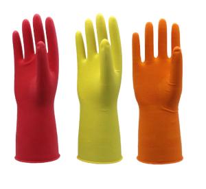Wholesale Natural Latex Dip Flocklined Household Cleaning Gloves Red Yellow Orange from china suppliers
