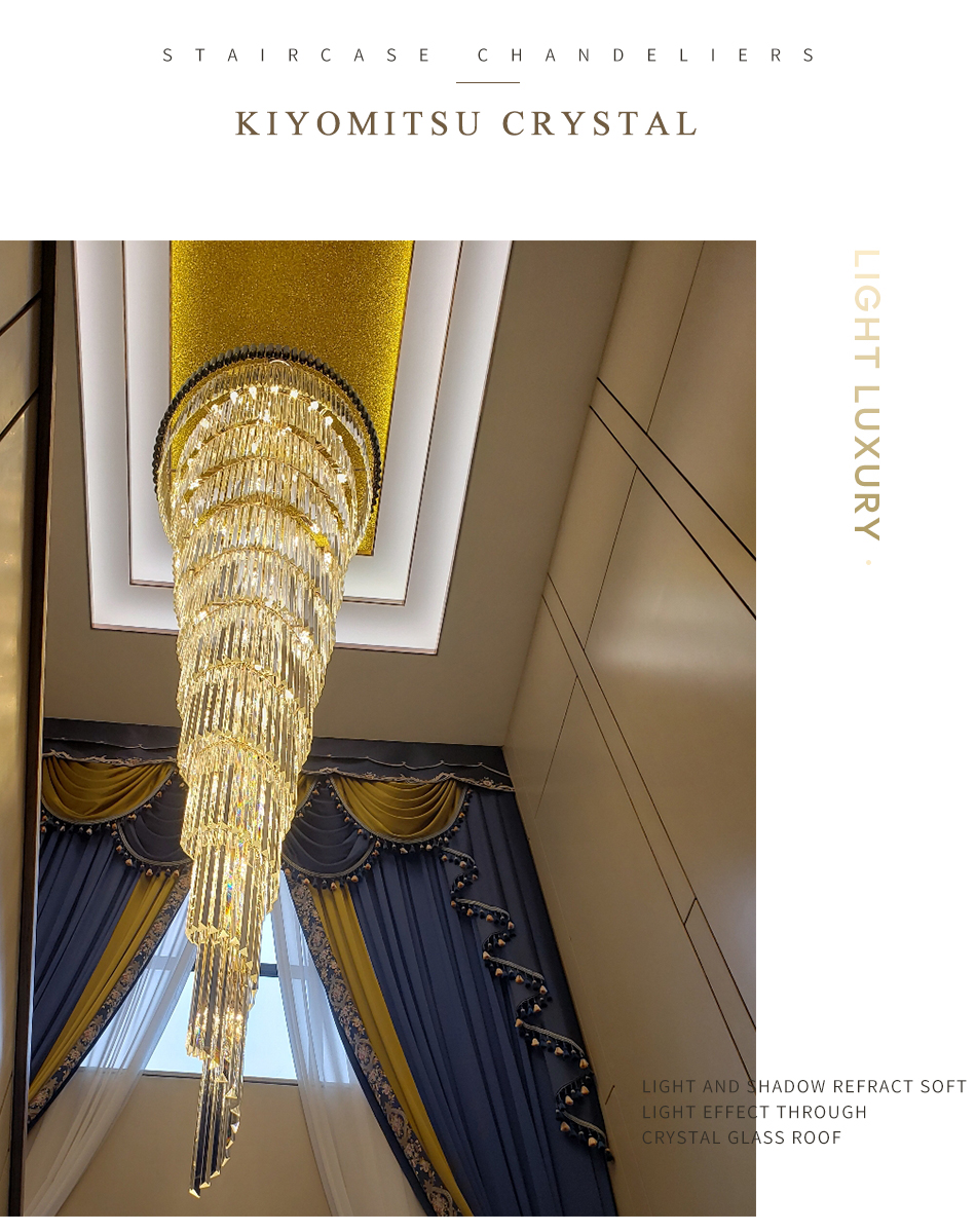 Large Top Long Crystal Led Chandeliers Hotel Hall Living Room luxury lights(WH-NC-48)