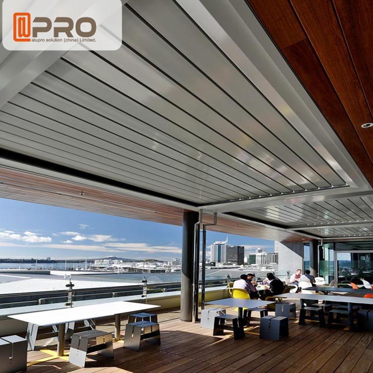 Sunshade Rainproof Outdoor Modern Aluminum Pergola With Electric Roller Blinds