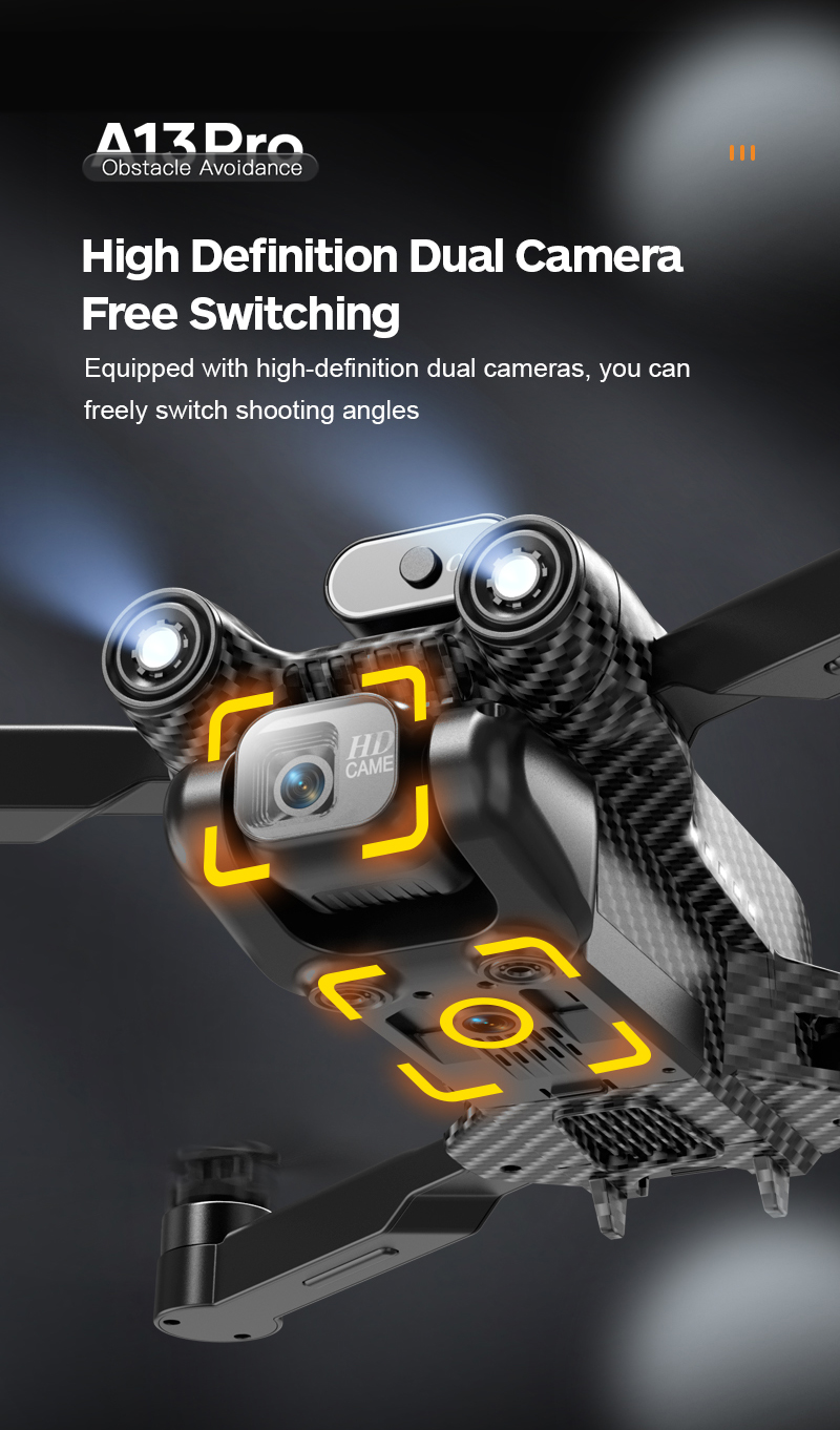 A13 Mini Drone 4k Dual Camera Obstacle Avoidance Optical Flow Foldable Wifi Brushless Motor Dron Quadcopter Toy Foldable