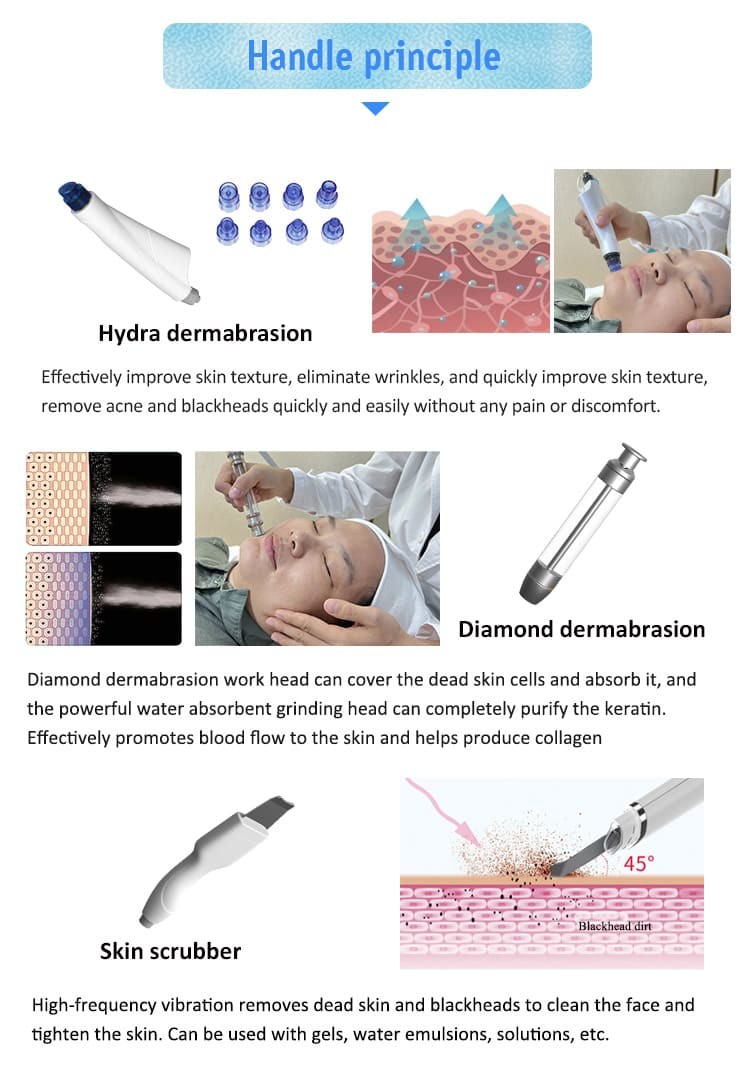 Hydra Dermabrasion Machine 200W Diamond Peeling Microdermabrasion Machine 8 In 1