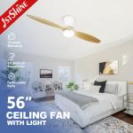 School Living Room LED Ceiling Fan 52 inch Support Dimmer Yes 3 Colors Natural