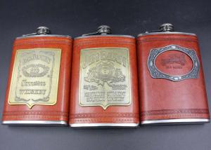 Wholesale Antique 9 Oz Hip Flask Business Gift Set Leather Patch Pu Ss Wine Bottle Set from china suppliers