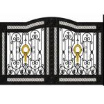 Sblack Primed Antique Wrought Iron Gates / Double Entry Residential Iron Gates