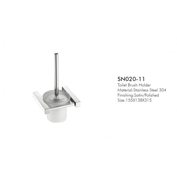 Sus304 Stainless Steel Toilet Brush Holders Glass Rust Resistance Polished