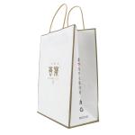 White Brown 250gsm Kraft Printed Paper Shopping Bags With Handles