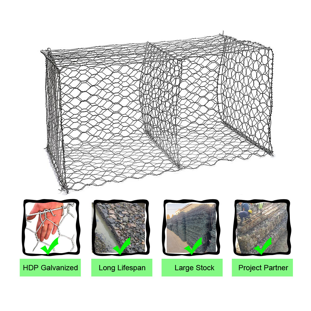 Galfan Wire 2.7mm Metal Gabions Basket Cage Construction Black Finish