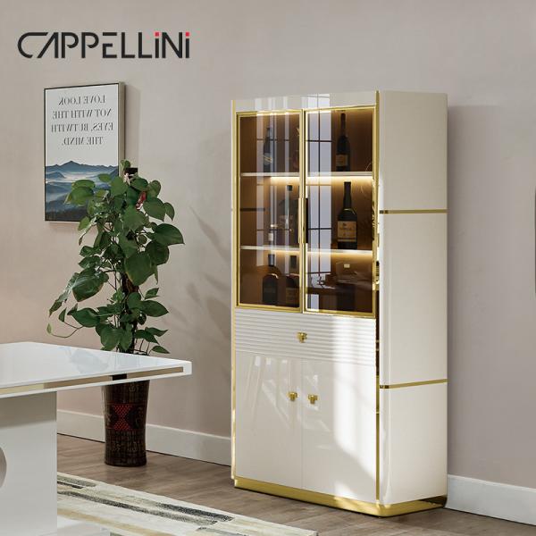 Modern White Glass Display Wine Cabinet Bar Living Room Furniture Storage Rack