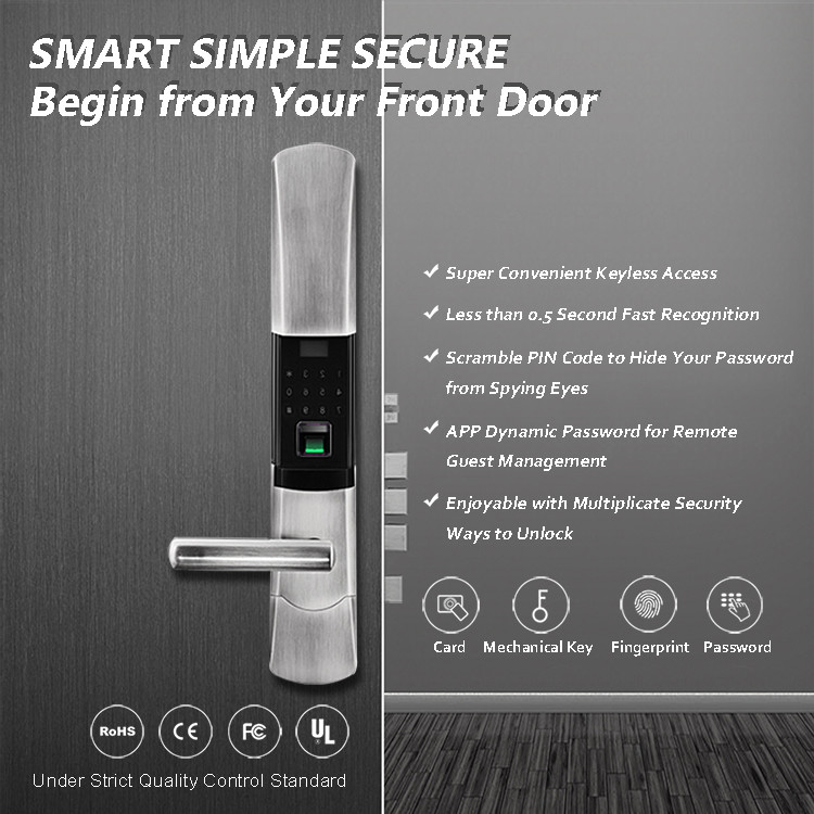 Deadbolt Smart Keyless Entry Door Lock , Digital Fingerprint Door Lock
