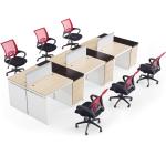 Commercial Office Furniture Partitions For Four People / Wood Computer Desks