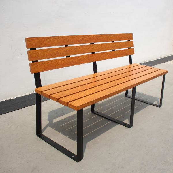 Street Furniture Metal Seating Bench Wood Grain Aluminum Commercial Long Garden