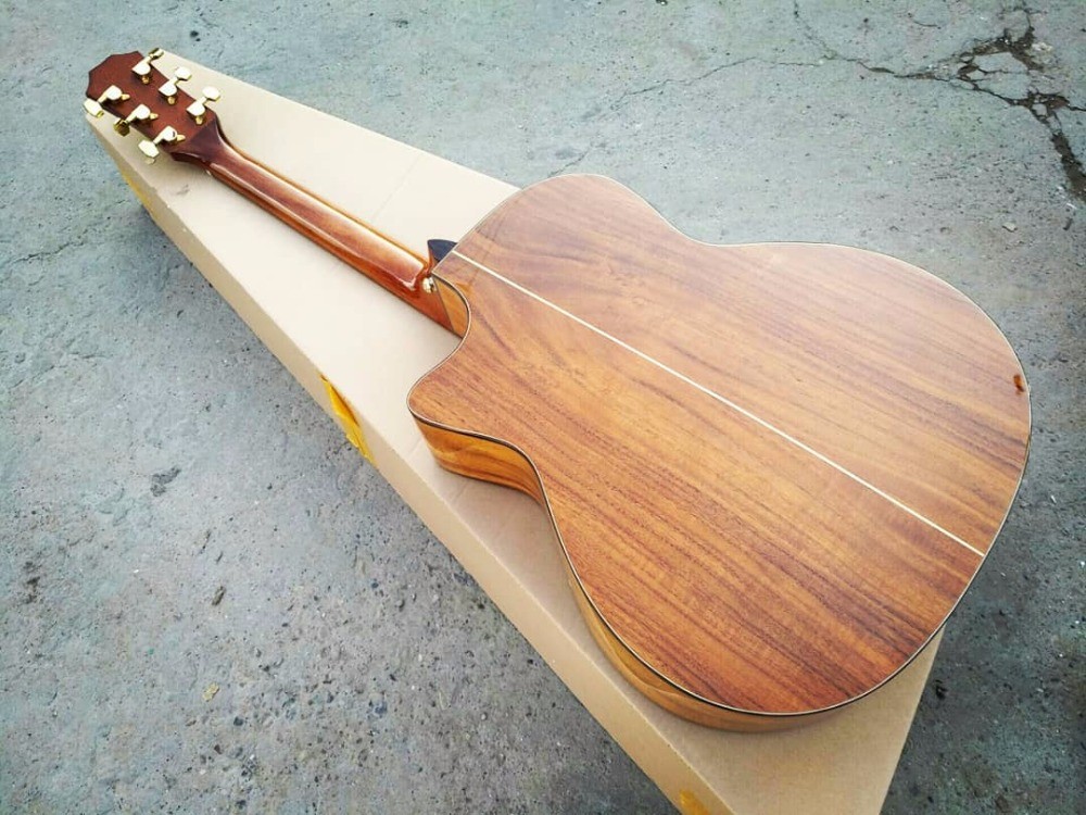 Custom shop guitar simulator sound single cut AAA koa acoustic electric guitar nice folk guitar