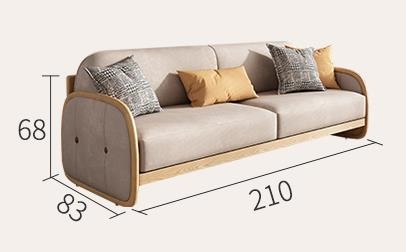 Multi Functional Hotel Lobby Furniture Nordic Simple Solid Wood Fabric Sofa
