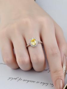 China High Clarity Fancy Diamond Rings Yellow Oval Cut Lab Diamond Wedding Ring Engagement Ring on sale
