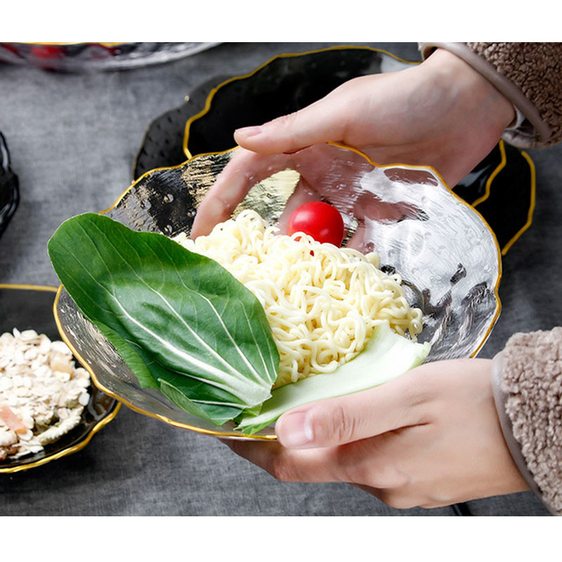 FDA Thick 4mm Irregular Shaped Glass Tableware Set