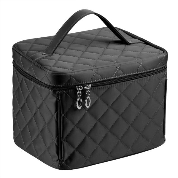 Large Embroidered black Cosmetic Bag-Monogram Cosmetic Bag-Personalized Cosmetic