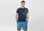 Round Neck Men'S Cotton Short Pajama Sets , Mens Luxury Nightwear Summer Style