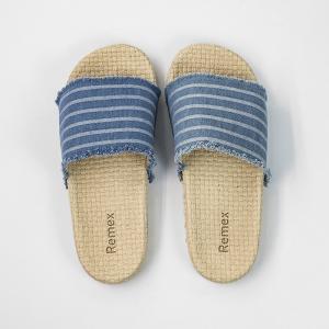 Wholesale Straw Textured Sole Denim Slide Sandals , 38EU Slip Resistant Sandals Womens from china suppliers