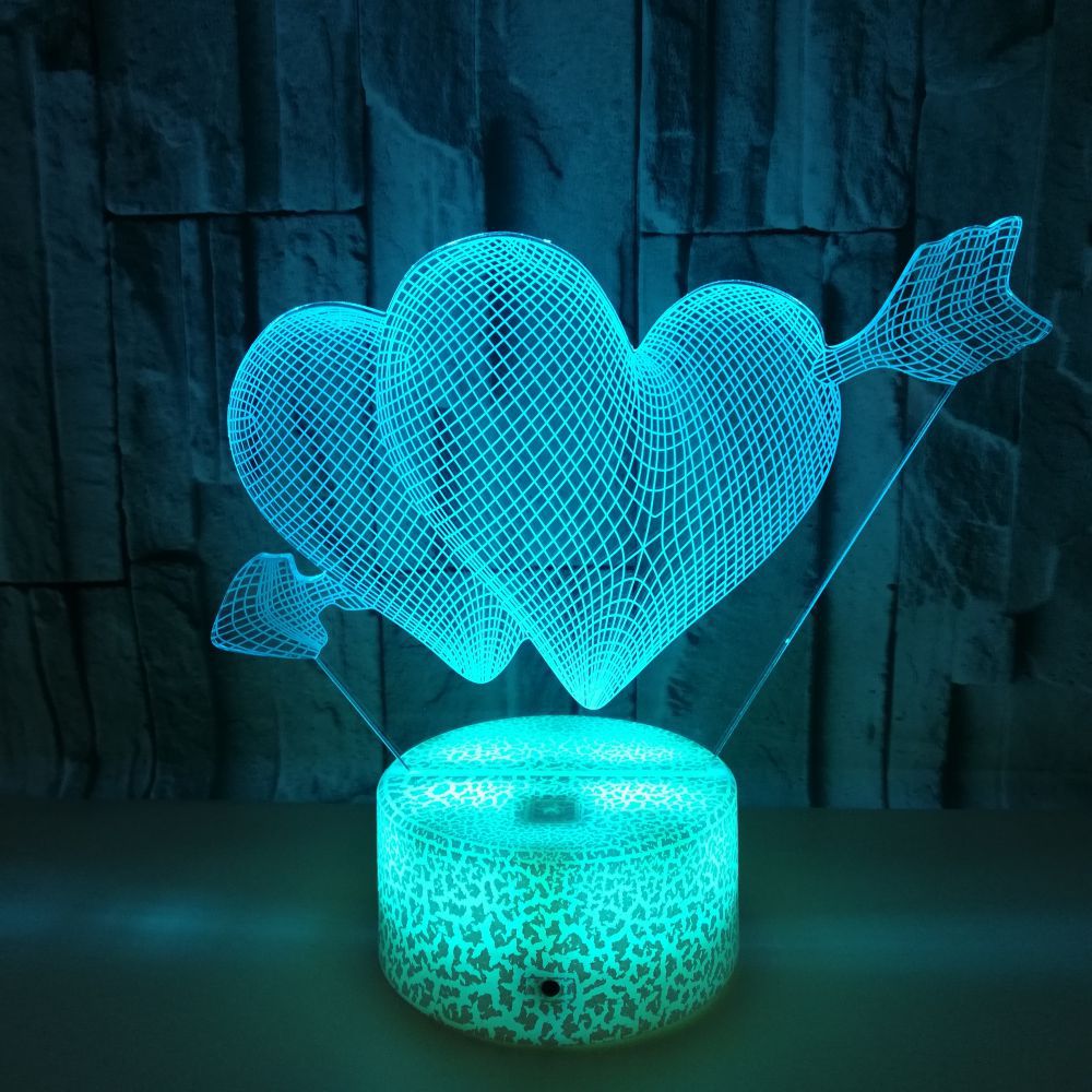 Cupid's love wedding picture Valentine's Arrow Colorful 3D night Light Acrylic Atmosphere Table Lamp Gift