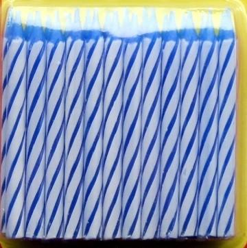Blue and White Striped Birthday Cake Candle , Kids Funny Birthday Candles Eco