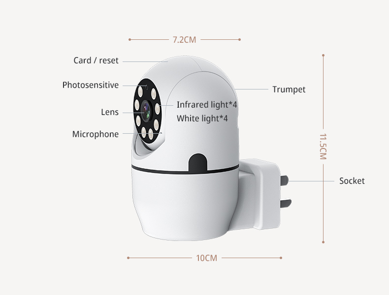 Glomarket 1080P Smart Camera Infrared/white light+infrared WiFi/4G Outdoor Camera Night Vision Lighting Home Camera