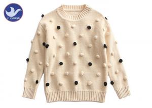 Wholesale Pompom Ball Decoration Girls Pullover Sweaters Cute Cotton Mock Neck Knit Jumper from china suppliers