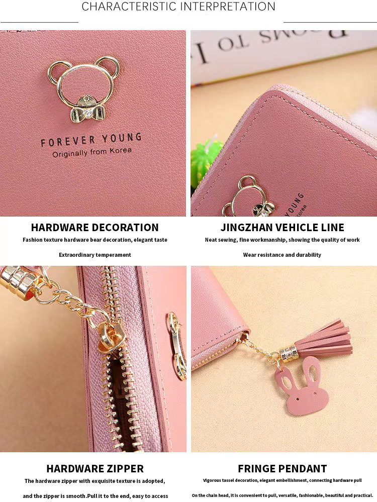 Small Ladies PU Leather Wallet Female Two-fold Hasp Mini Cute Clutch Decoration None