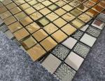 ISO13006 Mildewproof Decorative Mosaic Tiles Golden Sliver Metal Glazed Wall 6mm