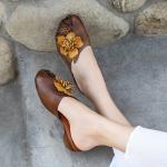 S001 Genuine leather women's shoes flower woven cool and breathable slippers