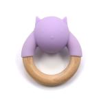 FDA Silicone Baby Wooden Teething Ring Rattle Ball Wooden Animal Teether
